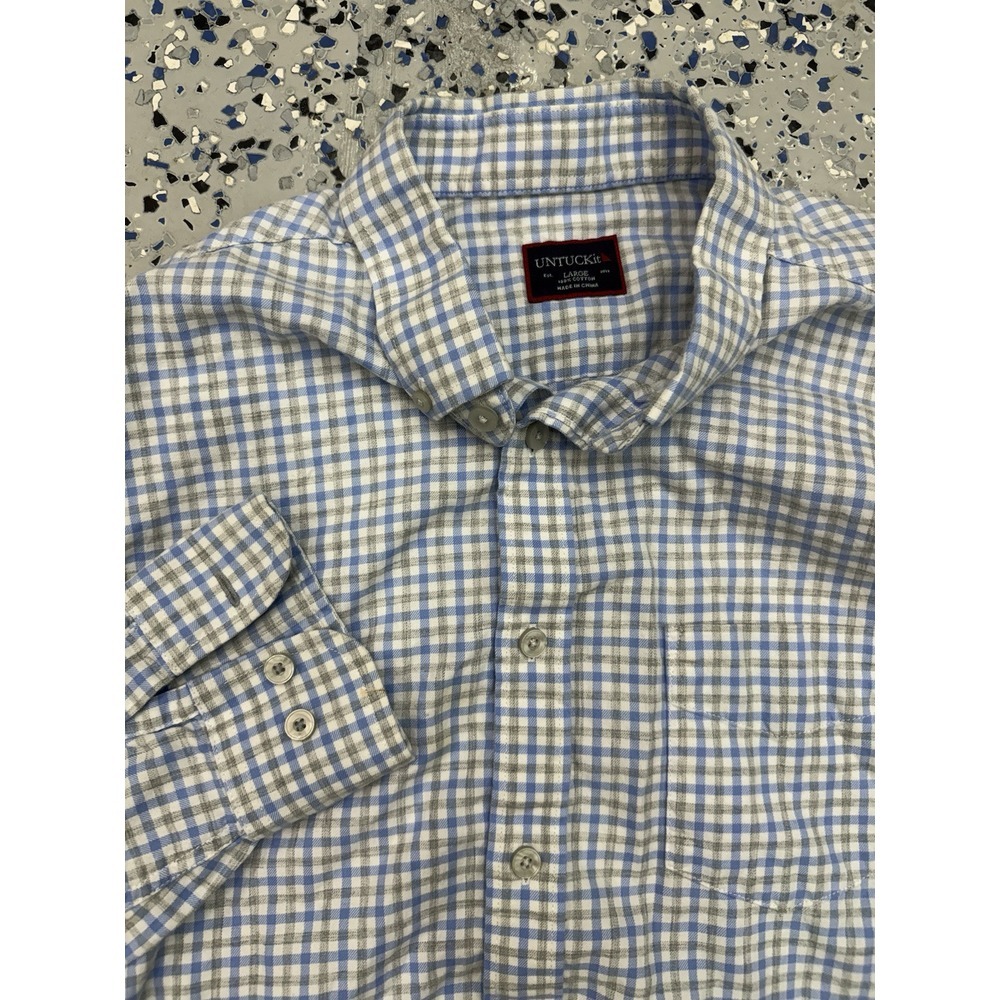UNTUCKit‎ Men's Slim Fit Wrinkle-Free Multicolor Plaid Dress Shirt L Button Up